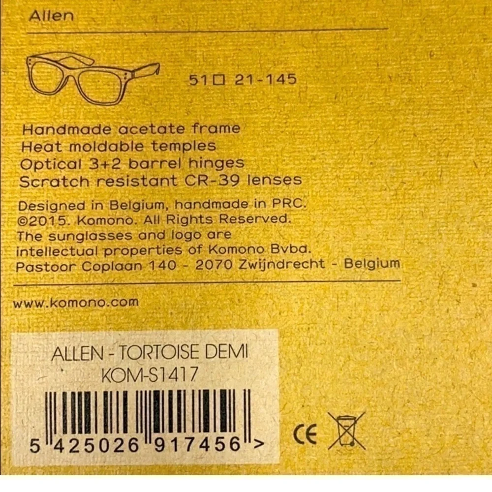 KOMONO sunglasses The Allen Tortoise Demi Brown Tan NEW